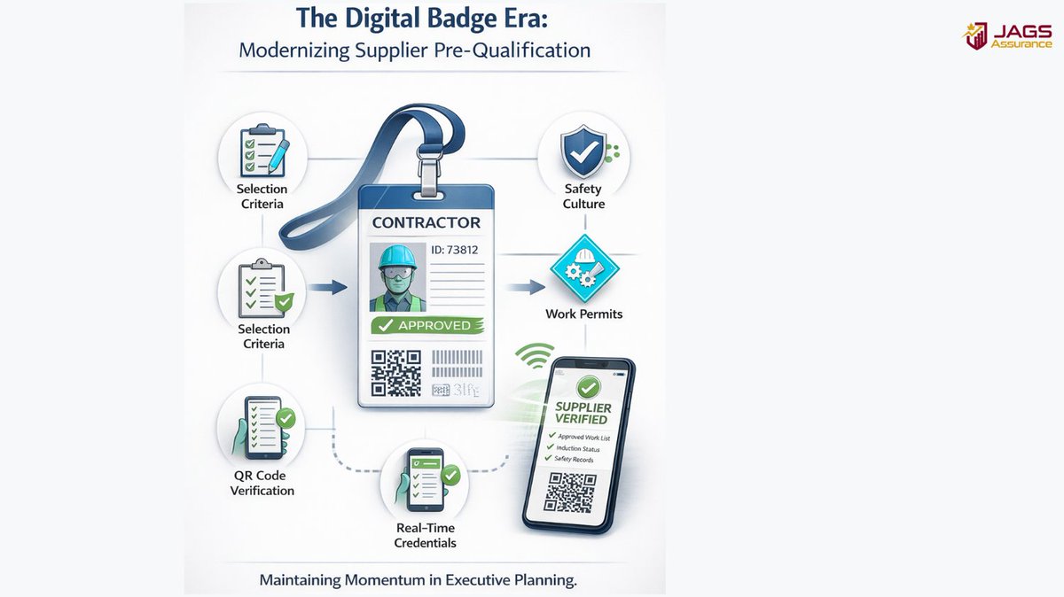 JagsAssurance's tweet photo. EPCM contractor qualification is evolving.

Digital badges + QR verification enable real-time supplier approval.

Future-ready projects use digital governance.

#EPCM #SupplierQuality #ProjectQuality https://t.co/zVFl3luCad