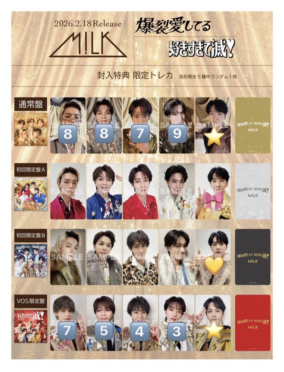 M!LK 爆裂愛してる 好きすぎて滅 ソロ盤 封入特典 限定トレカ 交換