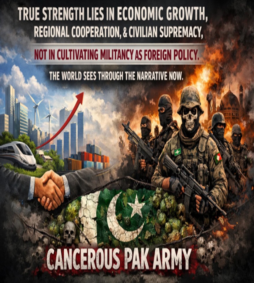 True strength lies in economic growth, regional cooperation and civilian supremacy not in cultivating militancy as foreign policy. The world sees through the narrative now. Cancerous Pak Army