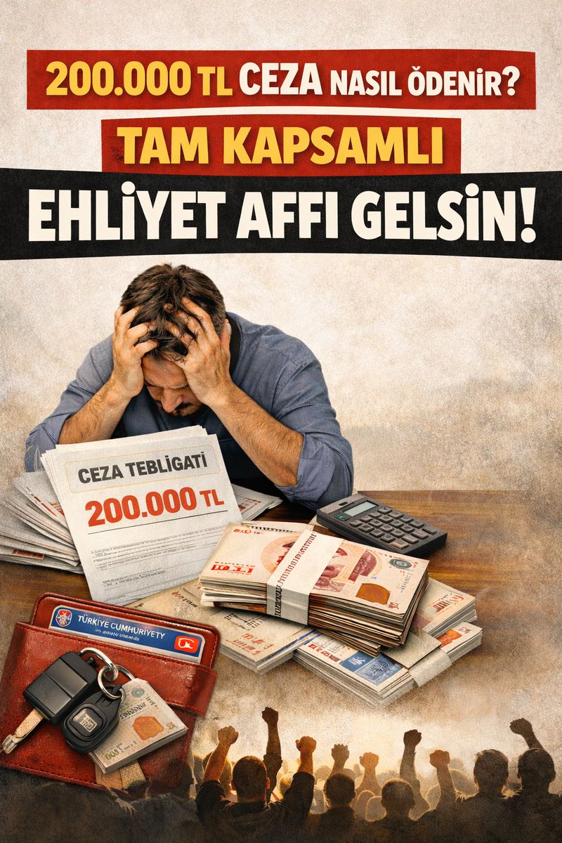 Sabrımız bitti, umudumuz taze. Ehliyet affı yasası hemen şimdi!
2026 yılı ehliyet mağdurlarının yılı olsun. Yollar şoförleriyle buluşsun!
Sabrımız bitti, umudumuz taze. Ehliyet affı yasası hemen şimdi

TrafikCezasıyla BütçeOlmaz
#KusurEskiCezaYeni
<a href="/RTErdogan/">Recep Tayyip Erdoğan</a>
<a href="/dbdevletbahceli/">Devlet Bahçeli</a>