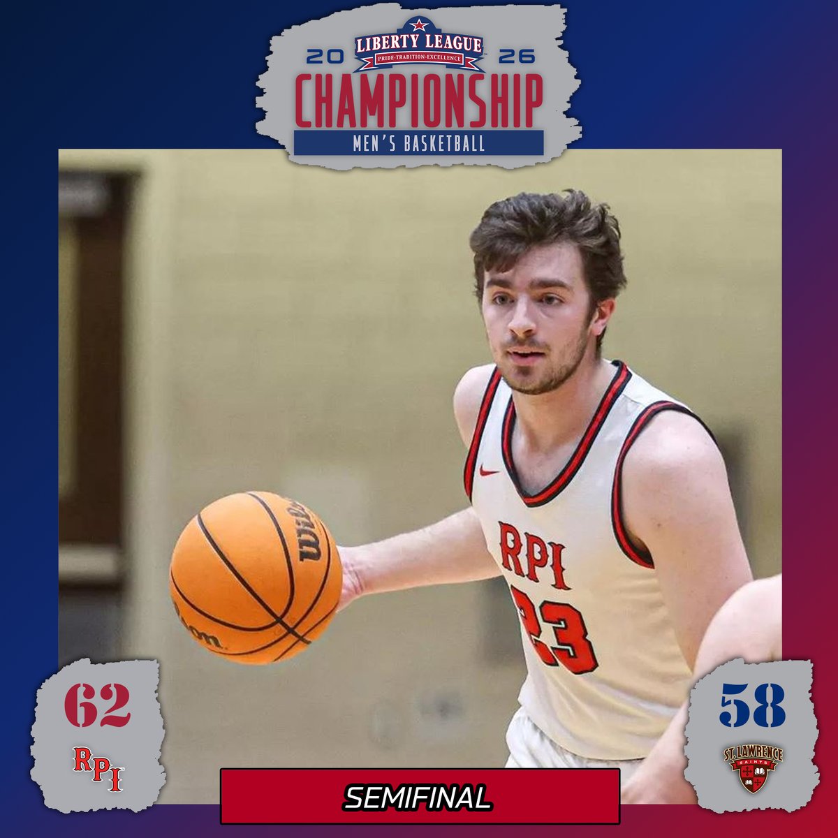 LLAthletics's tweet image. Scoreboard Update after Friday Night Lights at the 2026 Liberty League WBB and MBB Championships Semifinals!!

W🏀: @UnionAthletics 79, St. Lawrence 68
W🏀: @RITathletics 53, Skidmore 45

M🏀: @RPIAthletics 62, St. Lawrence 58
M🏀: @VassarAthletics 72, Union 67

#LLWBB #LLMBB