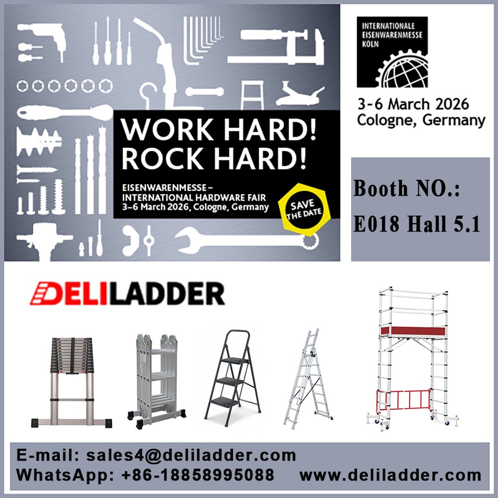 yulei123's tweet photo. welcome to INTERNATIONALE EISENWARENMESSE KÖLN, Deliladder booth number: 5.1 E018, Time: 3-6 March 2026,
Contact: Ray Yu
WhatsApp: +86-18858995088
E-mail: sales4@deliladder.com https://t.co/wSHzvdp6la