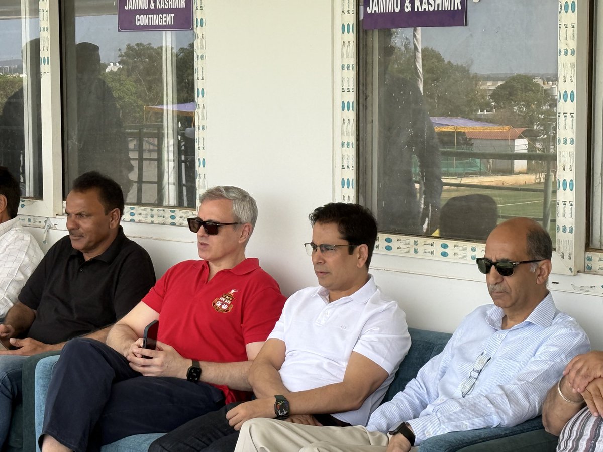OmarAbdullah's tweet photo. In Hubballi to cheer the J&amp;K cricket team as they seal a historic win. There hasn’t been a day over the 5 day final that the team hasn’t dominated the opposition. https://t.co/Qy7LcJ6wGG