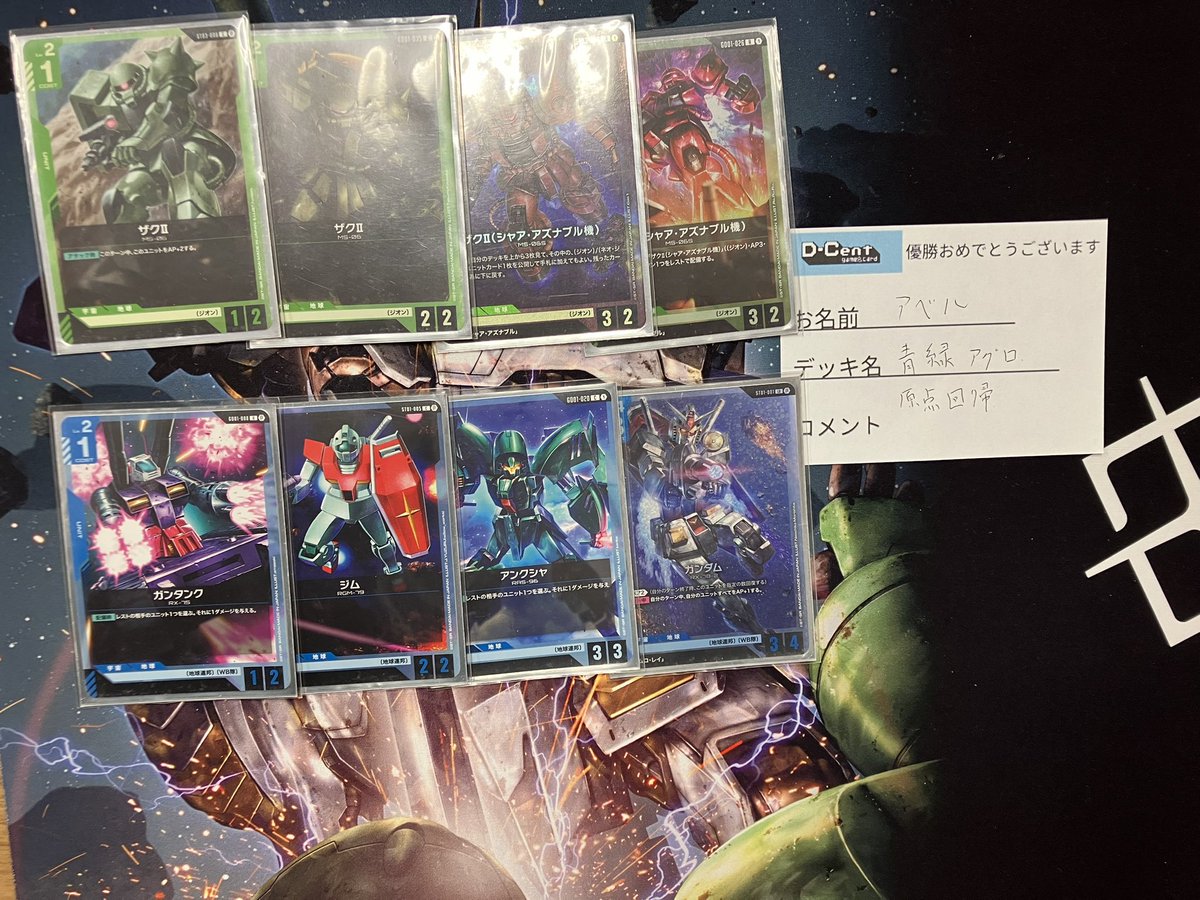 大会結果】 本日開催の #ガンダムカードゲーム ショップ大会🏆 6名のご