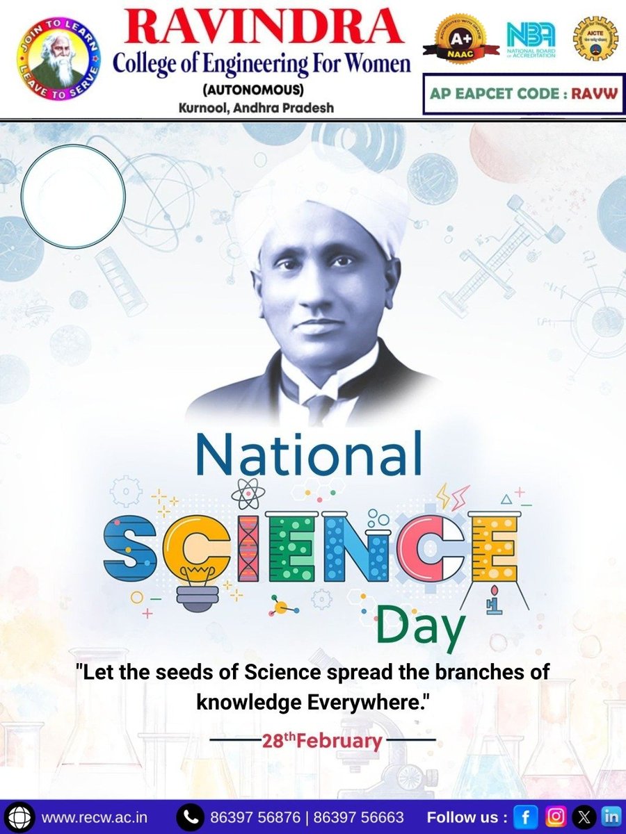 recwofficial's tweet image. "Happy National Science Day! 🌟 Celebrating Raman Effect, discovered by Sir C.V. Raman! Won Nobel Prize in 1930. Inelastic scattering of light by molecules 🔬 #NationalScienceDay #RamanEffect #ScienceMatters #rcew