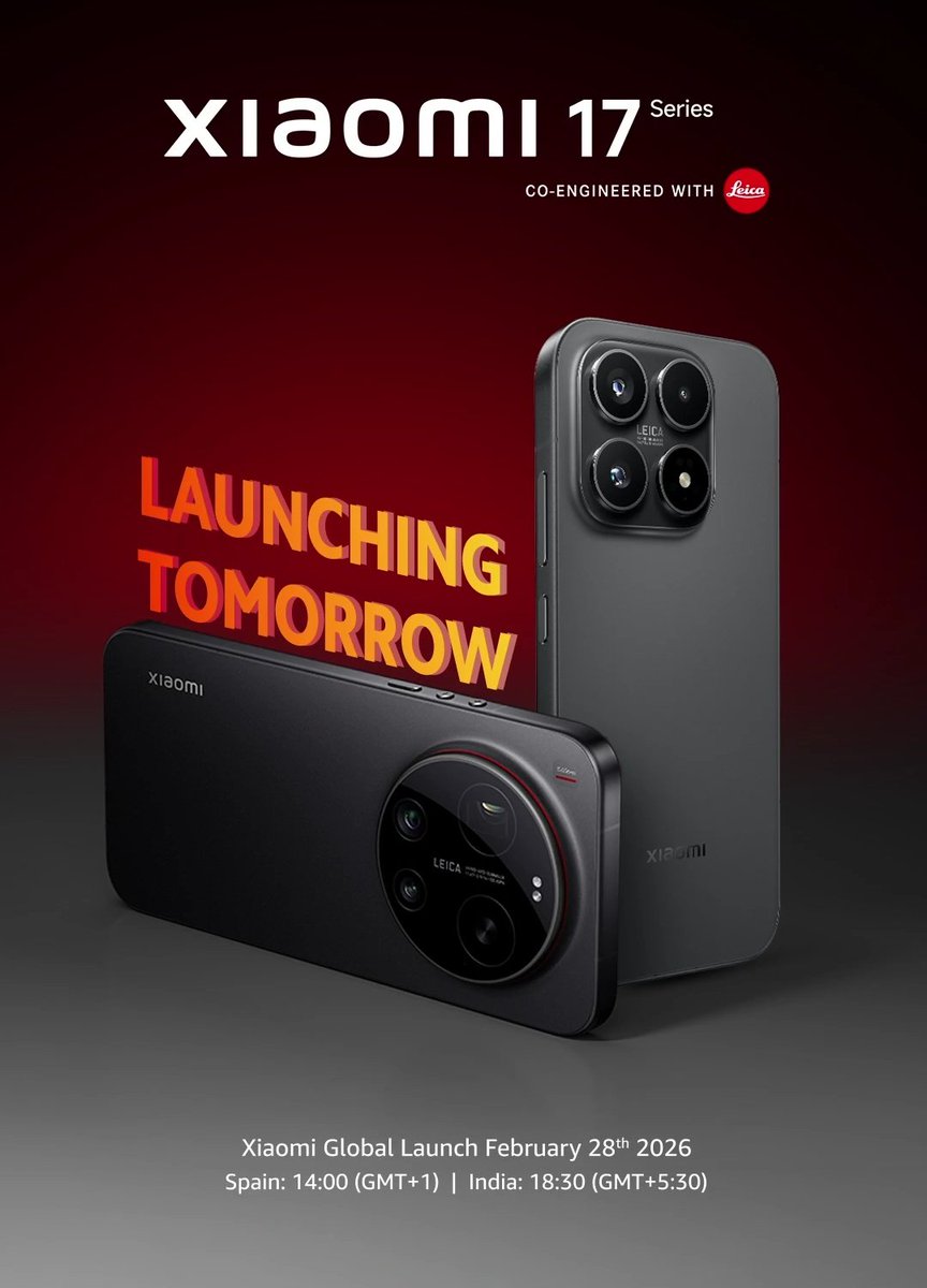xfcvizag's tweet photo. The countdown to a historic shift in smartphone optics has reached its final hours.

Witness the arrival of the #Xiaomi17Series, a masterpiece co-engineered with Leica that defines a #NewWaveOfImagery.

The grand reveal begins today, 28th February at 18:30 IST. https://t.co/4n7nS7YZuS