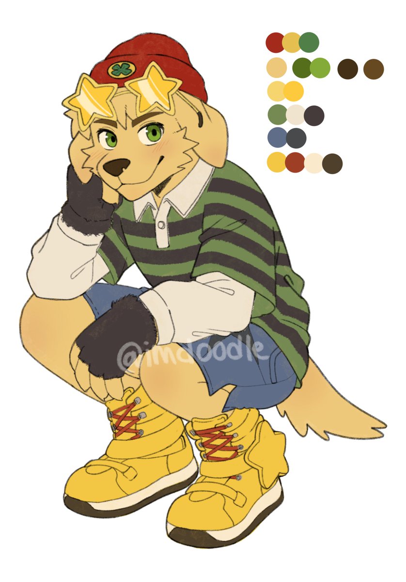 ✨🐾 doodle drop ~
green stripes + star glasses + big yellow boots energy lowkey chill, highkey stylish.
just a soft poop with main character vibes ⭐️

#doodleart #ocart #furryartist