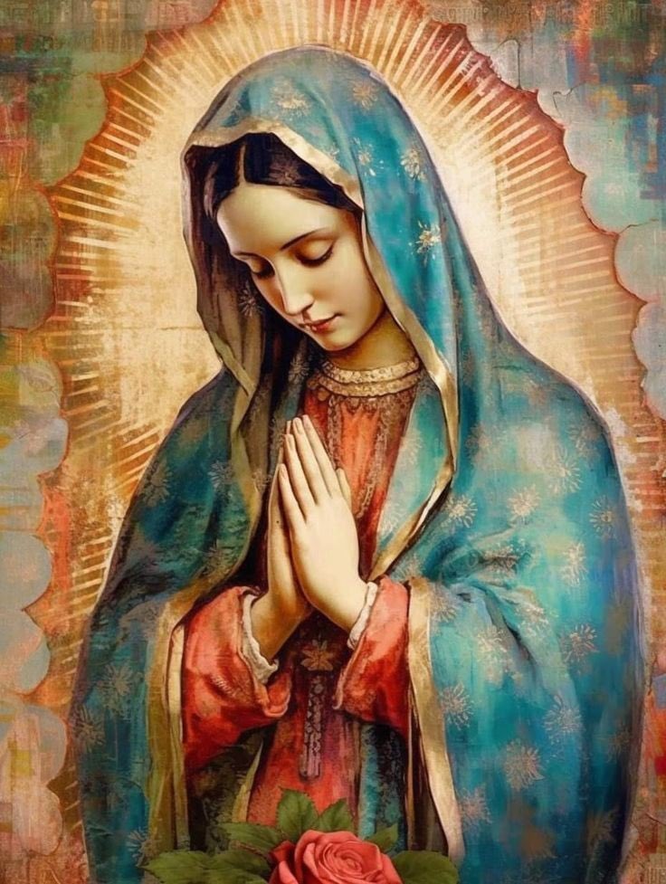 Dios te salve, María, 
llena eres de gracia;
el Señor es contigo.
Bendita Tú eres 
entre todas las mujeres,
y bendito es el fruto de tu vientre, Jesús. 

Santa María, Madre de Dios,
ruega por nosotros, pecadores,
ahora y en la hora de nuestra muerte.