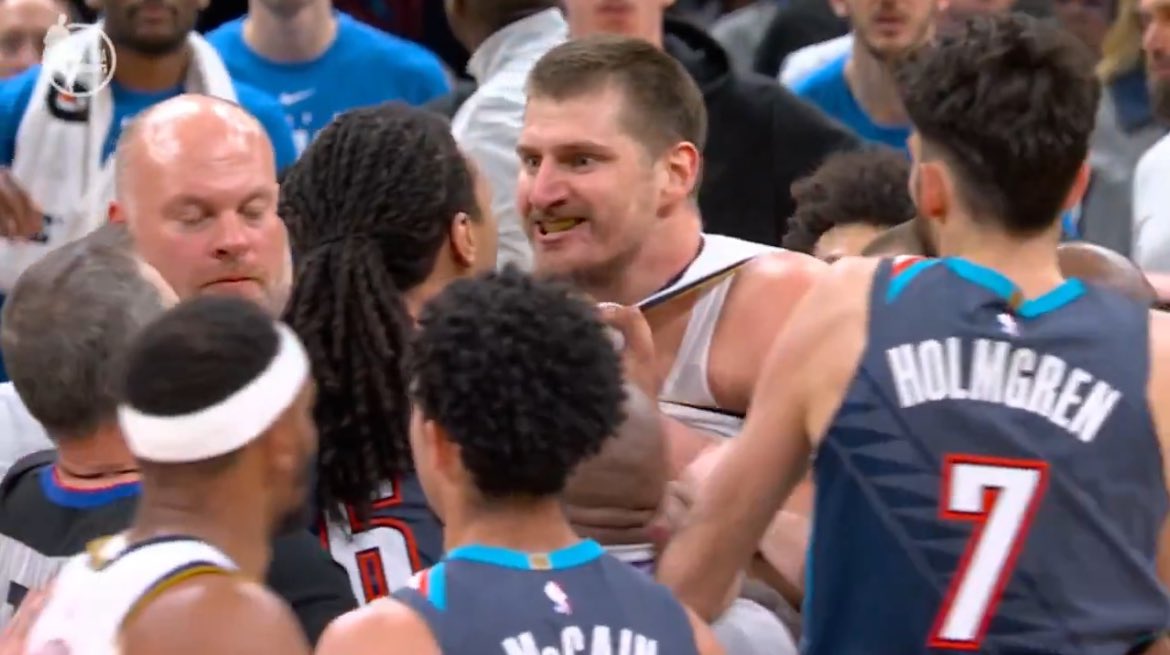 reedmalcolmj's tweet image. Jokic just gave JWill a real life Penance Stare from “Ghost Rider” while being a 7ft Serbian and he’s got two brothers that look like this. Not a dude anyone should mess with