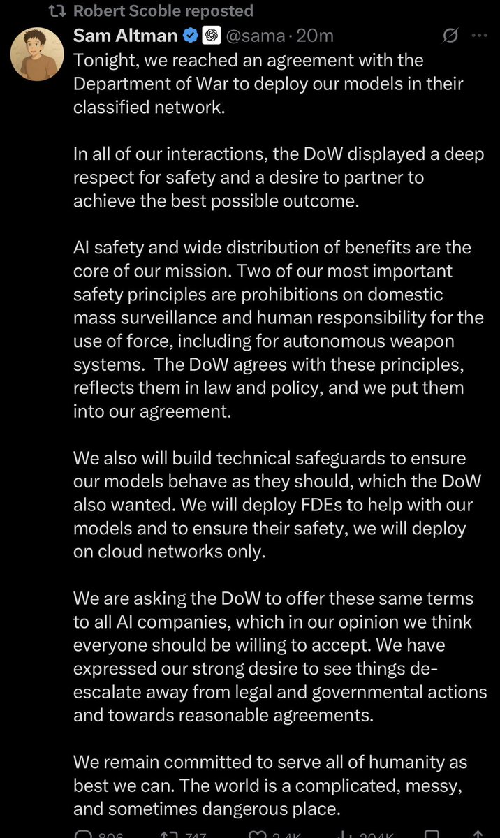 What a day for AI…
You may have to click pic to see whole post, just crazy to see this drop right after the Anthropic stuff