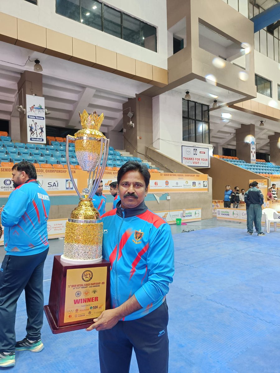SCRailwayIndia's tweet image. 🏆 Proud Moment for SCR !

Men’s #Kabaddi Team of South Central Railway won the Gold 🥇 Medal in the 72nd Senior National Kabaddi Championship held at #Vadodara from 24th to 27th February 2026.
#KabbadiChampions
