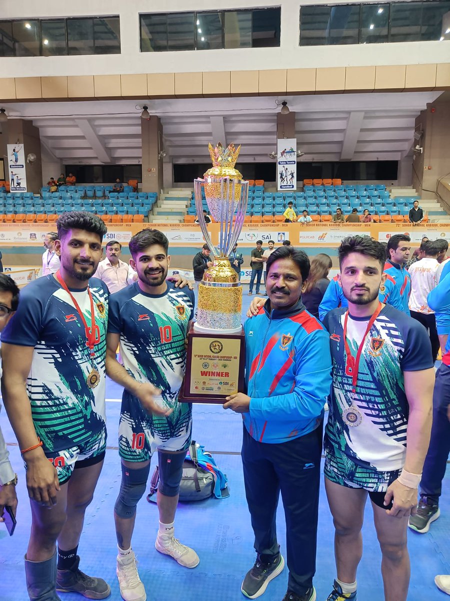 SCRailwayIndia's tweet image. 🏆 Proud Moment for SCR !

Men’s #Kabaddi Team of South Central Railway won the Gold 🥇 Medal in the 72nd Senior National Kabaddi Championship held at #Vadodara from 24th to 27th February 2026.
#KabbadiChampions