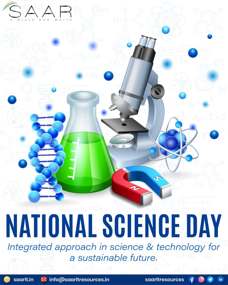 saaritresources's tweet photo. Today we celebrate National Science Day and the spirit of discovery.

Science and technology shape our everyday lives.

Curiosity leads to learning, and learning leads to progress.

Let’s explore, experiment, and create positive change.

#Saar #NationalScienceDay #ViksitBharat https://t.co/tjN4KypWHn