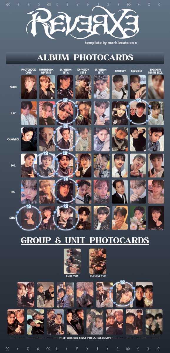 REVERXE EXO verse ペンミ トレカ 交換 譲) レイ チャニョル ギョンス