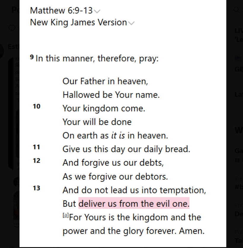 ... deliver us from the EV1L 0NE