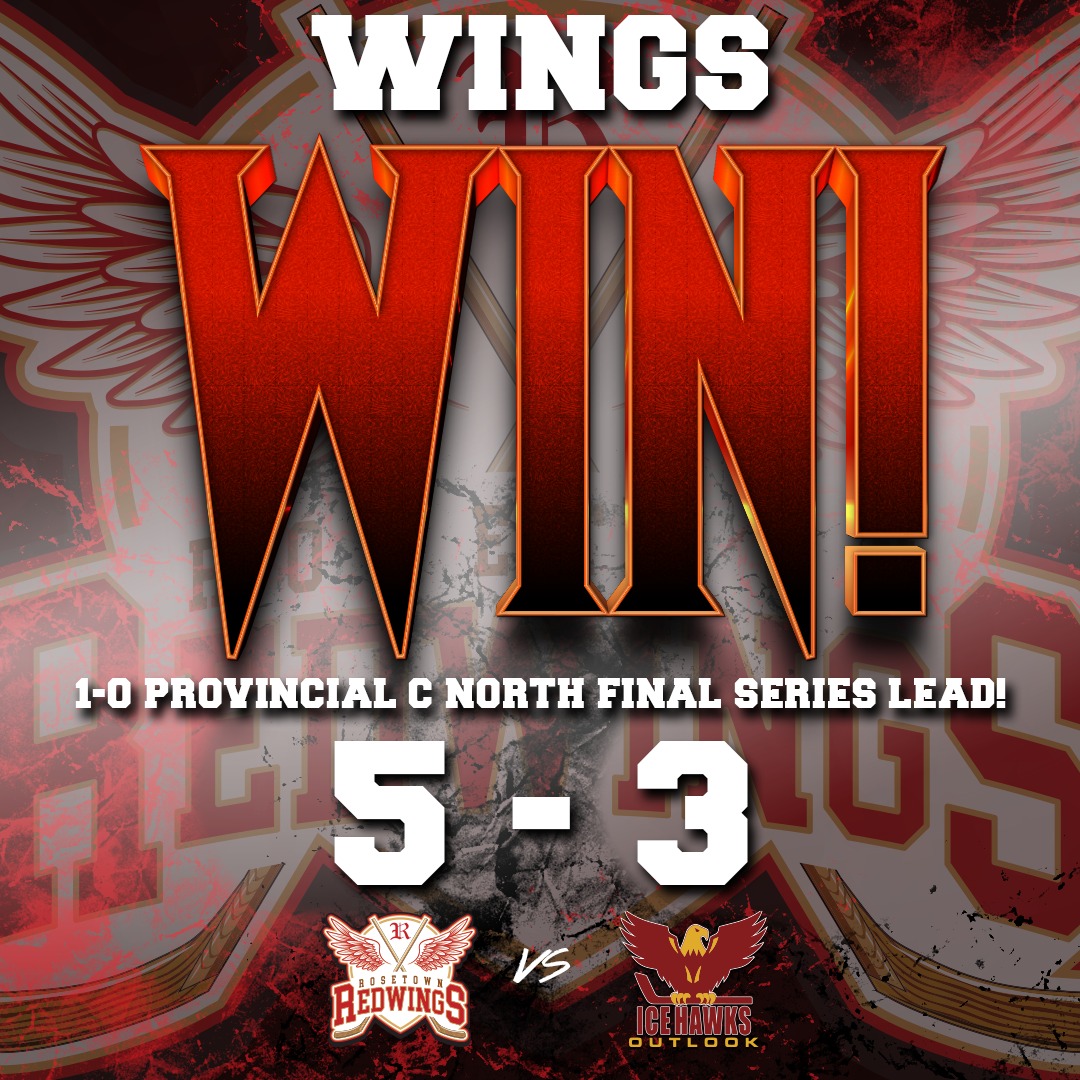 RRedwings's tweet photo. Your #WINGS take the huge Game 1 W over Outlook 5-3 and your Murdsy™️ Player Of The Game (as voted by me) is the incomparable #31 Noah Martens!!! Massive night between the pipes for the #CRHL Goaltender Of The Year! Game 2 goes next Friday night in Outlook. #GOWINGSGO #HEREWECOME https://t.co/0EFU6UuiMP