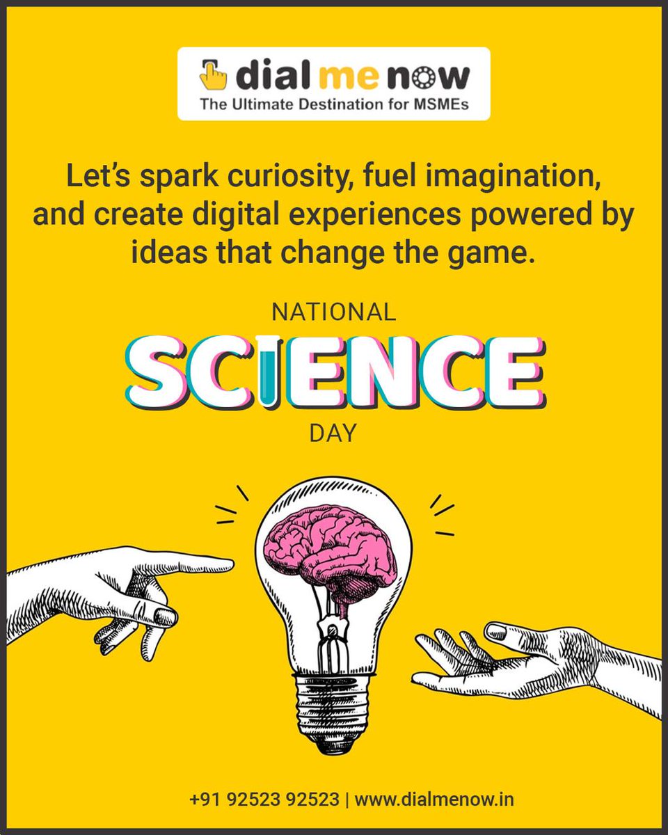 Dialmenow's tweet photo. Let's spark curiosity, fuel imagination, and create digital experiences powered by ideas that change the game.
NATIONAL SCIENCE DAY !

https://t.co/DGImf6fBTE
https://t.co/ygtvtPoaQI

#NationalScienceDay #ScienceDay #ScienceForAll #ScienceAndInnovation #Innovation #Curiosity https://t.co/opFtcfoCiG