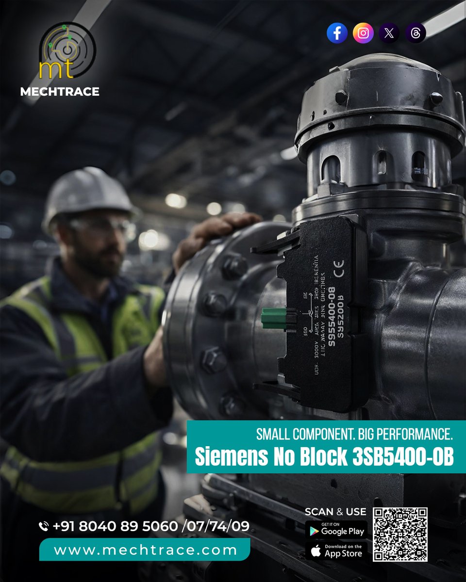 mechtrace's tweet photo. The Siemens NO Block 3SB5400-0B is engineered for durability and consistent electrical performance. Place your order from Mechtrace today!
#Siemens #SiemensComponents #NOBlock #ControlPanelComponents #IndustrialAutomation #AutomationParts #ElectricalComponents #Switchgear https://t.co/p0m4VatwHn