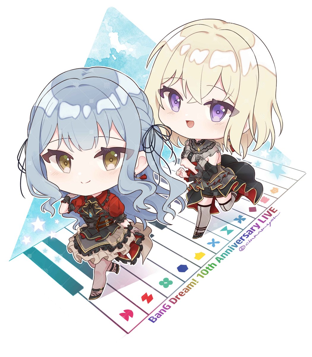 I drew for HatsuSaki flowers💙💛 😊
Thanks for the opportunity <a href="/_satsunyan/">さつにゃん</a> ~

Card Illustration is for MyGO!!!!! x Ave Mujica Moment Memory &amp; chibi artwork is for Bandori 10th Anniversary

#bandoriart #バンドリ #バンドリ10周年ライブ