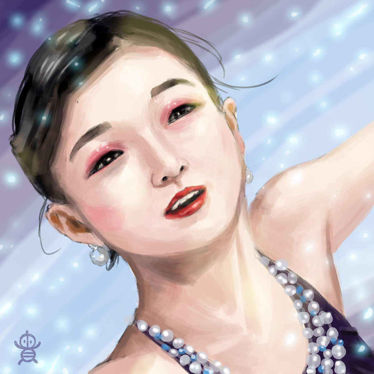 今月描いた絵を晒そう 自分にしては珍しくオリンピック選手の似顔絵を3