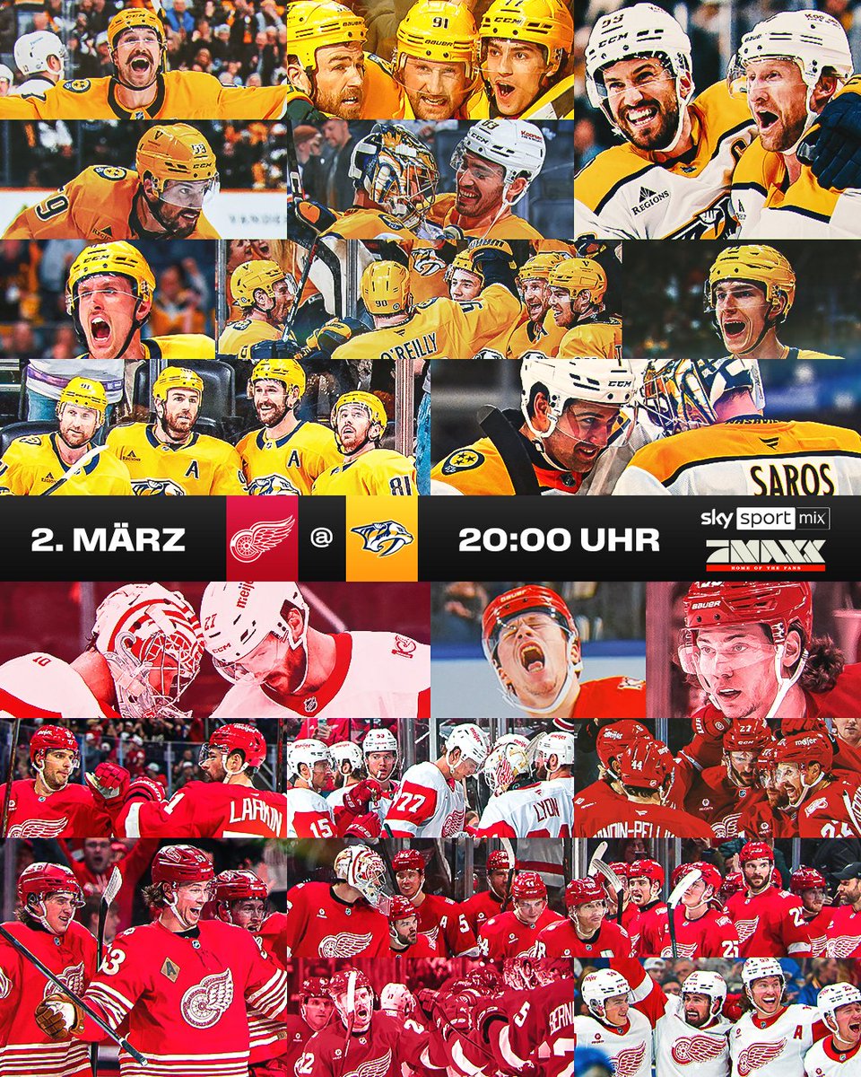 NHLde's tweet photo. Wusstet ihr's schon? Am Montag gibt es NHL im Free-TV! 🤩 

📺 Detroit Red Wings @ Nashville Predators – am Montag live auf @prosiebenmaxx! 😍 https://t.co/1s9YWQFOSK
