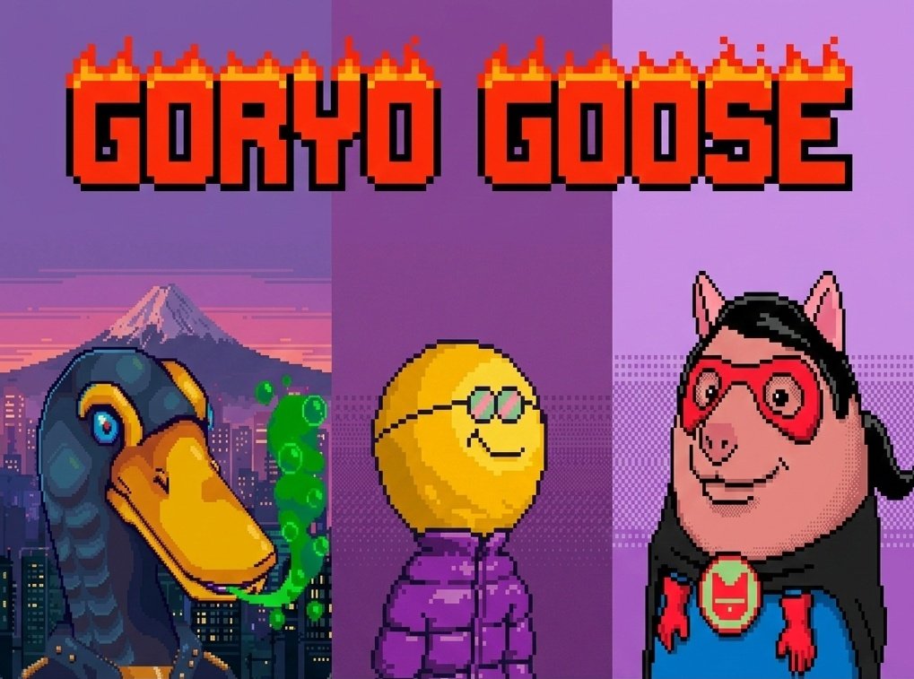 <a href="/GoryoGoose/">Goryo Goose</a> is an upcoming free mint NFT project on Ethereum, centered on the resurrection of 3,333 unique pixel art geese.

 The collection features hand drawn 8 bit styled art with a strong retro and nostalgic aesthetic, focusing on clean pixel quality rather than heavy utility