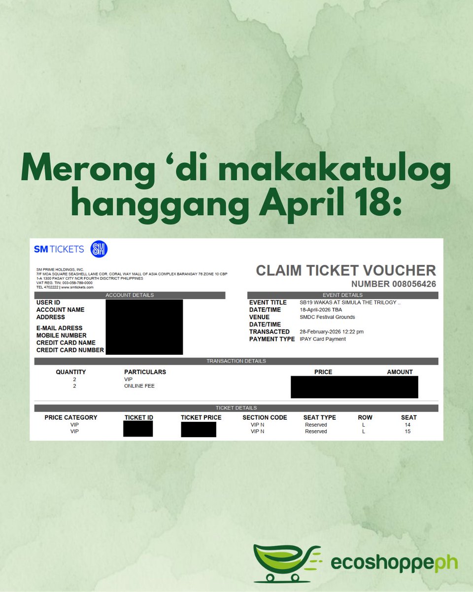 ecoshoppeph's tweet photo. 📷 A'tin!!! Wa eme, dumuble sales namin kahapon. Maraming salamat 📷 Kaya naman...
.
.
.
#SB19 #SB19VISA  #SB19WaS https://t.co/JmWQ2YVBRz