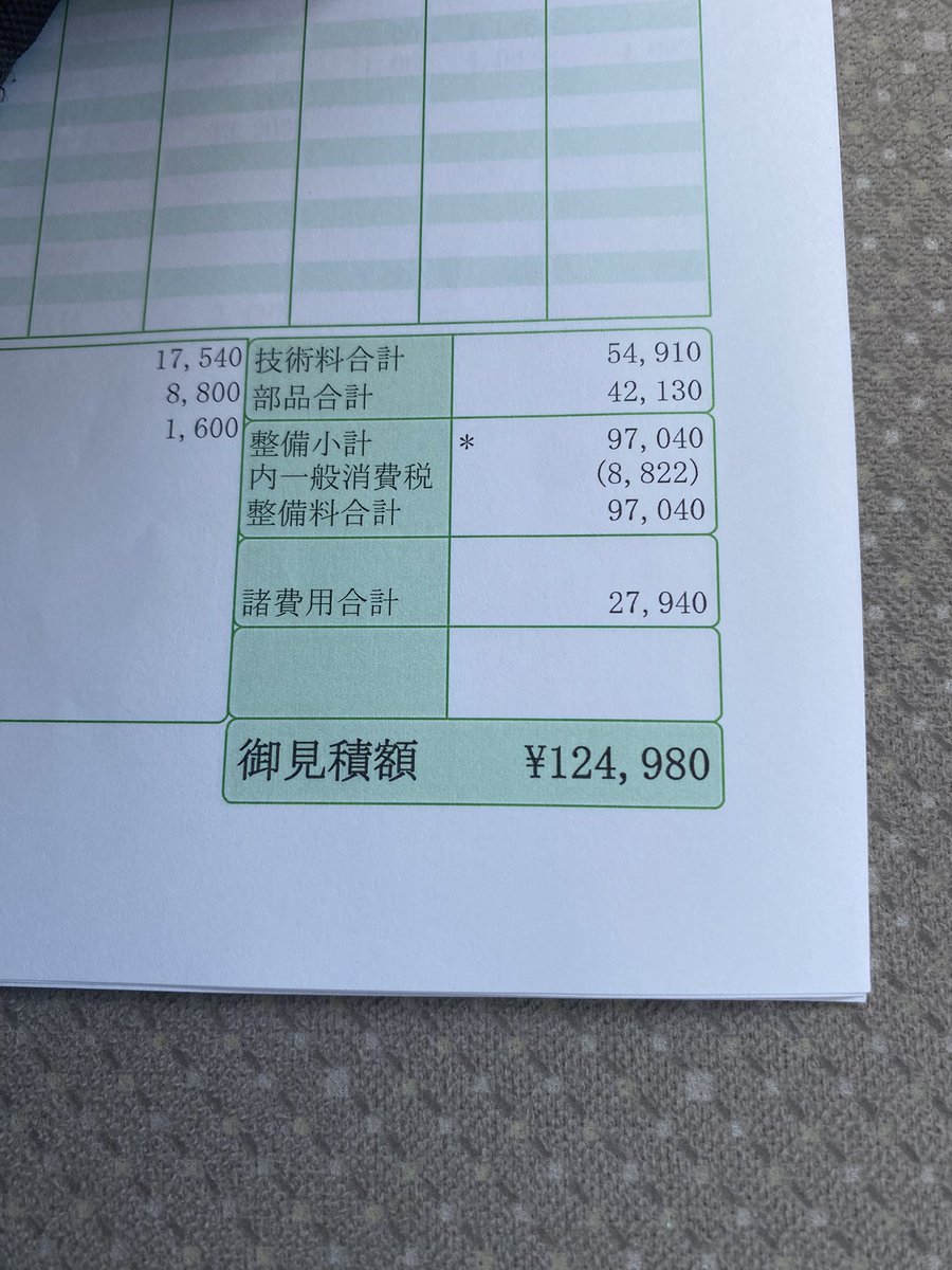 車検終わったけど案の定10万以上👀 ただ前回は16万近く掛かったから