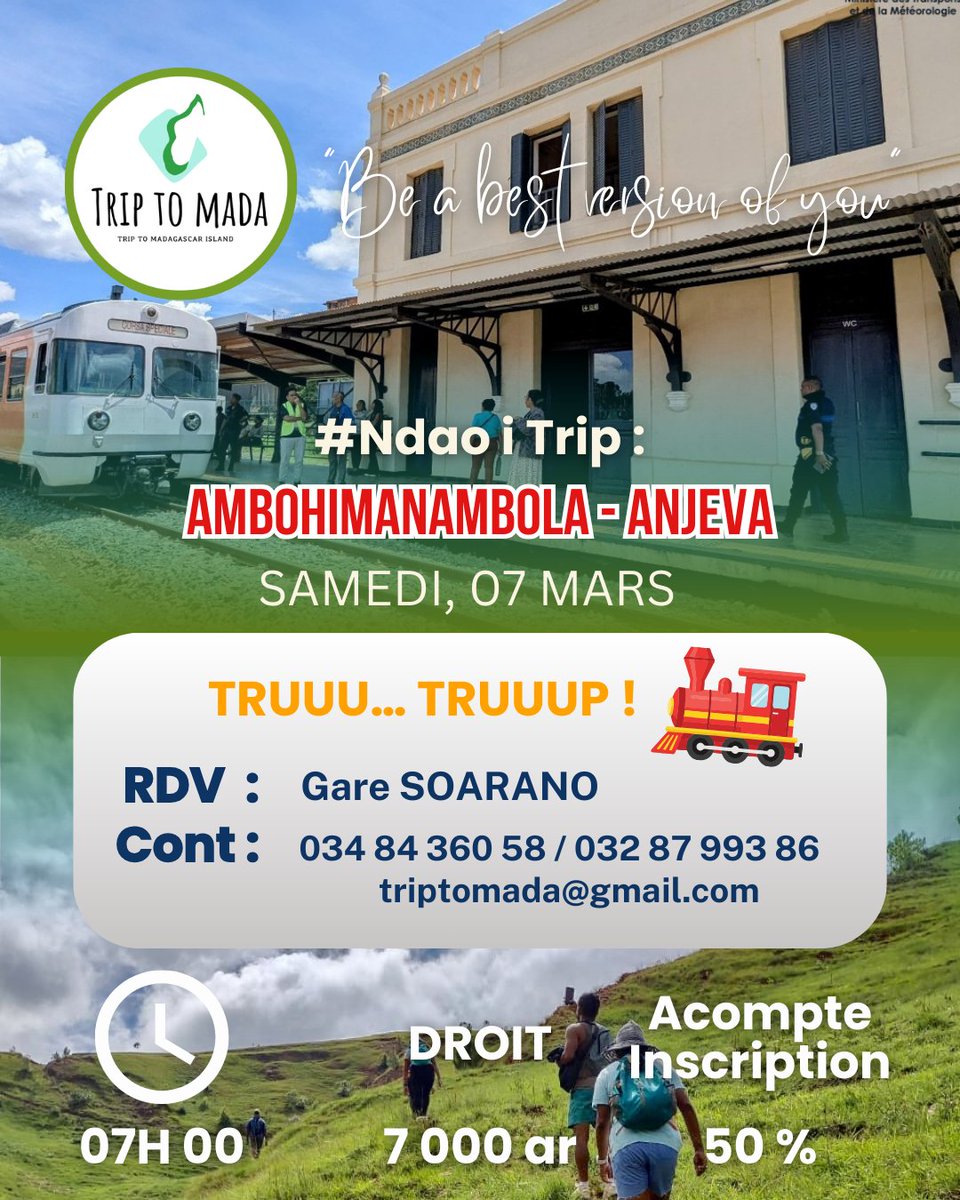 triptomada's tweet photo. 📷 Et hop, notre PROCHAINE randonnée : Ambohimanambola - Anjeva
📷 Passez en message privé ou appelez nous.
----------
 #ECOTOURISME #Triptomada #NdaoiTrip #NomadeVibe #EpicureLIFE #madagascarlandscapediscovery #ANJEVA #TRAINURBAIN #AVENTURE #agenceecotours #follow https://t.co/BRznc7VDYa
