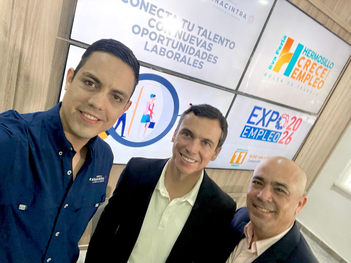 Junto al presidente de <a href="/CanacintraHmo/">CANACINTRA Hermosillo</a>, Iván Contreras, y al director de <a href="/EconomiaHMO/">Agencia Municipal de Desarrollo Económico</a>, <a href="/OscarGastelum/">Oscar Gastelum D</a>, anunciamos la #EXPOEmpleo2026.

🗓️11 marzo | ⏰9 am
📍CANACINTRA Hermosillo

¡Conectando talento con oportunidades!