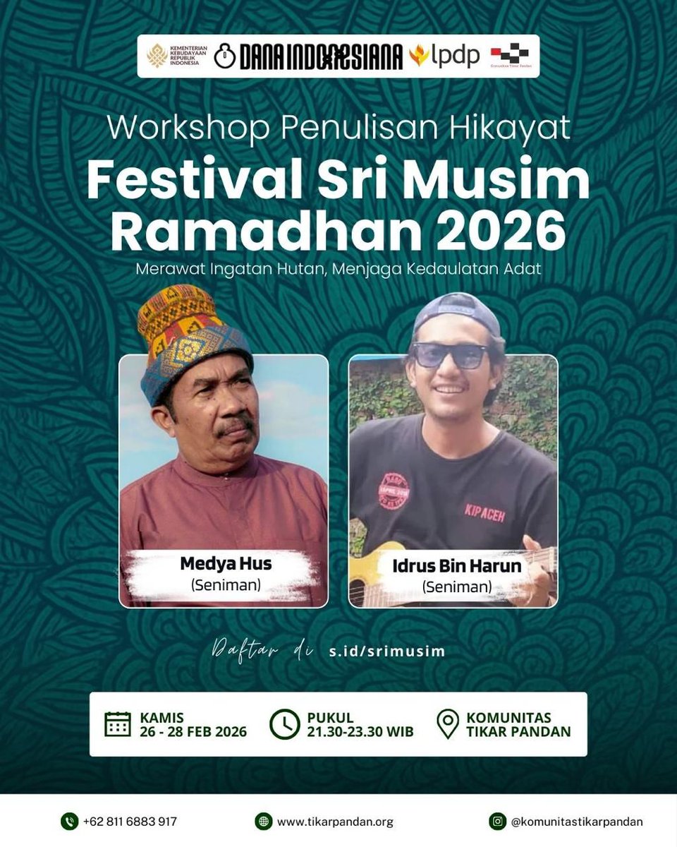 medyahus's tweet photo. Worshop Penulisan Hikayat
Festival Sri Musim Ramadhan 2026
Di Mukim Lampu'uek Kecamatan Lhônga Acèh Besar, https://t.co/CMThFY90vs