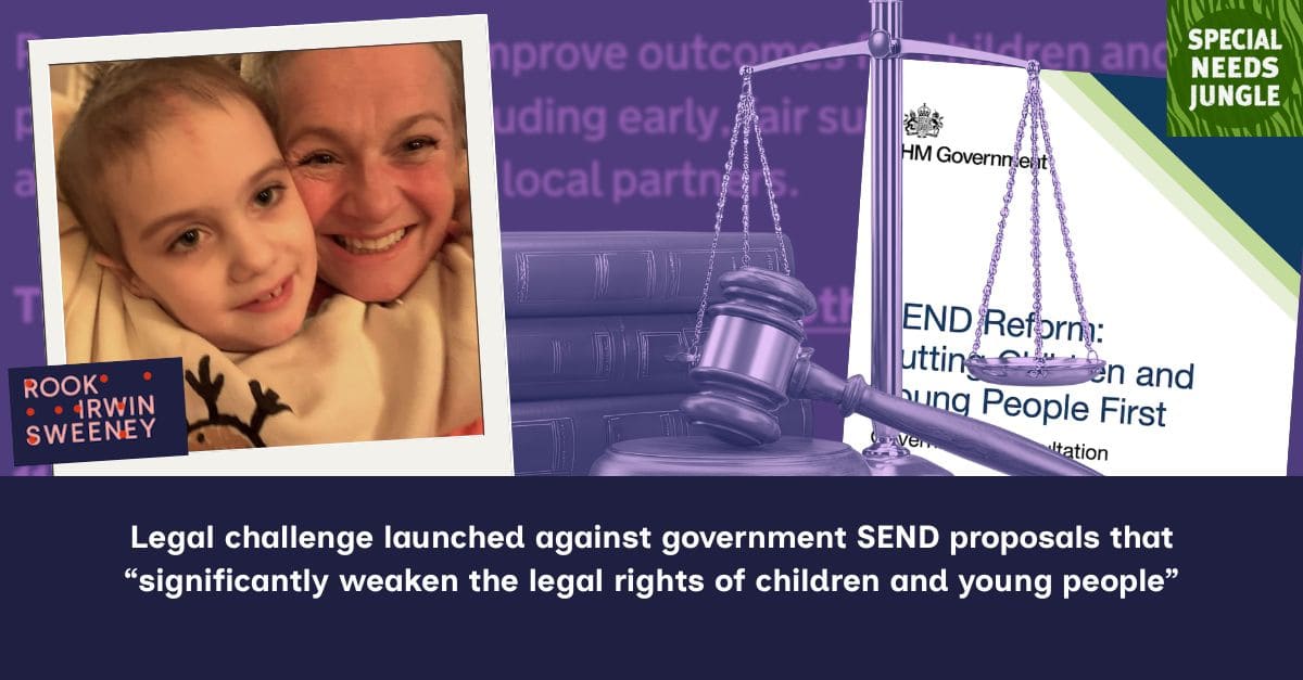 NEW POST: A parent has launched a legal challenge against the Schools White Paper's #SEND consultation. <a href="/catrionamoore13/">Catriona Moore</a> writes about the action's claim of an “irrational, unfair” fundamental change that “significantly weakens" children's legal rights  specialneedsjungle.com/legal-challeng…
