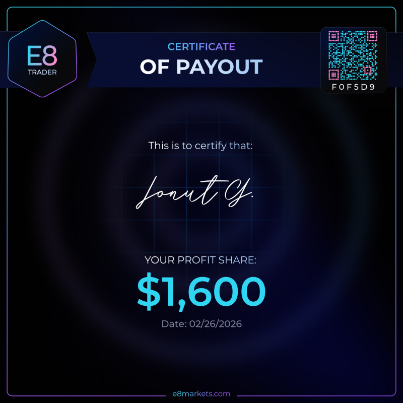 Congrats to Ionut G. from RO on a $1,600 payout (2/28/2026)! #E8Payouts
