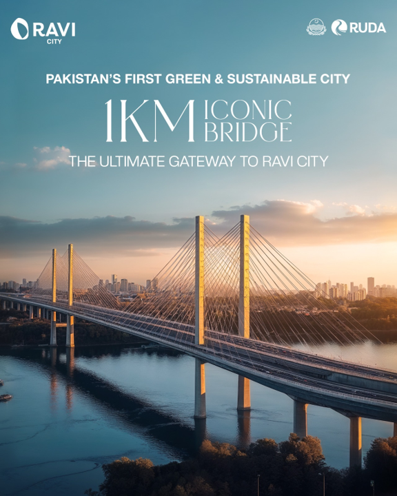 Ravi_RUDA's tweet photo. Defined by mega-infrastructure and seamless accessibility, Ravi City is anchored by its 1km iconic bridge, an architectural masterpiece serving as the vital connection to the heart of Punjab’s new landscape.
#RUDA #RaviCity #GreenandSustainableCity https://t.co/O9naRCqXus