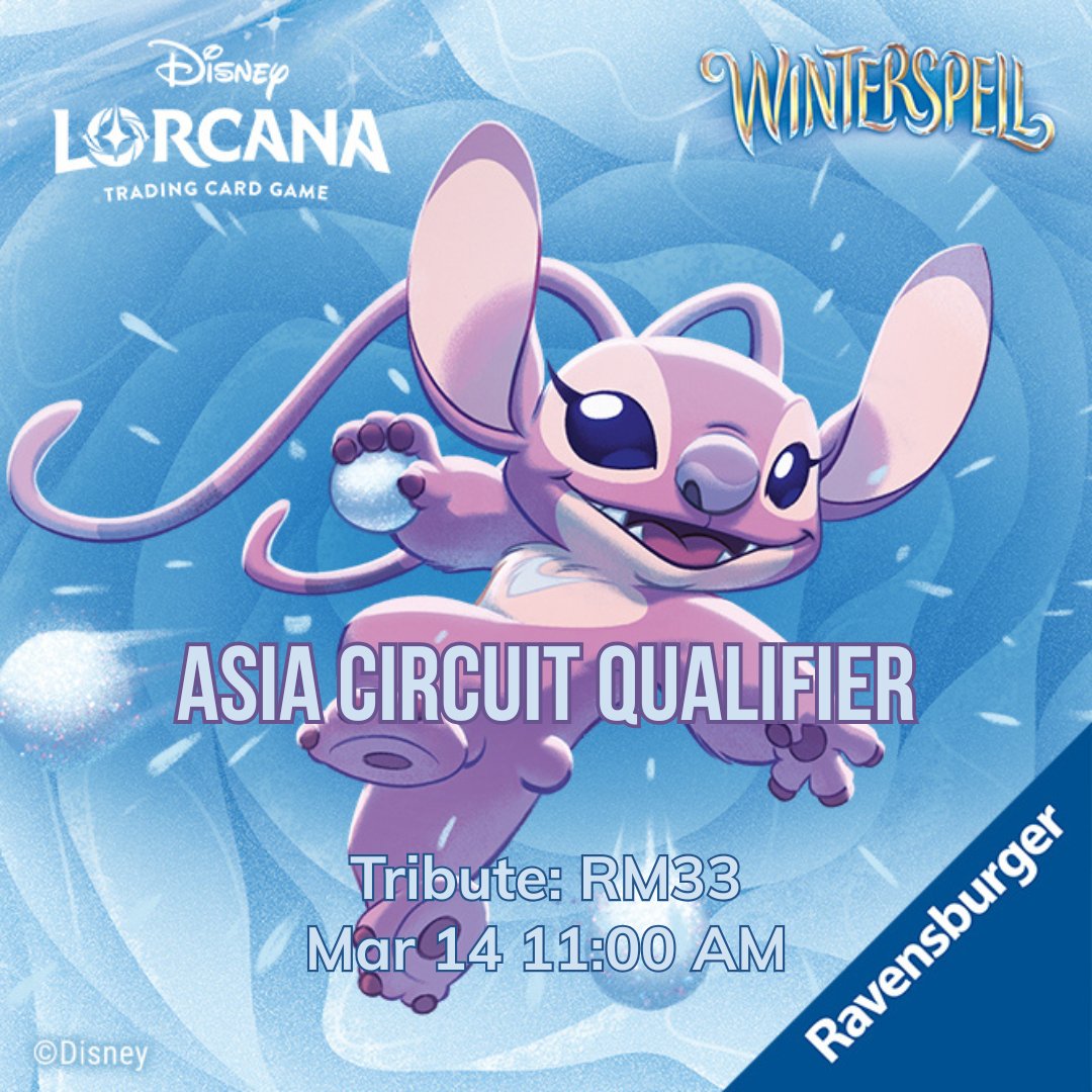 alexabookstore's tweet photo. Winter just got competitive.
The Asia Circuit Qualifier is here.

Ready to ink, quest, and conquer?

#DisneyLorcana #LorcanaTCG #Winterspell #AsiaCircuit #AlexandriaJB https://t.co/BfJakMWwSn