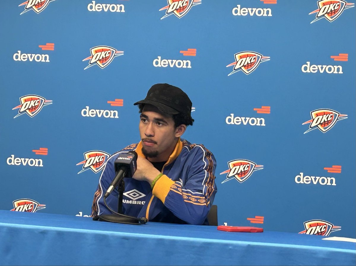 BrandonRahbar's tweet image. Jared McCain on why he’s been able to excel so far in OKC:

“The main thing is just this offense is different. 

Being able to play with Chet and Haet and JWill, they’re just elite.

Not that it wasn’t working in Philadelphia…

Just grateful to be here.”
