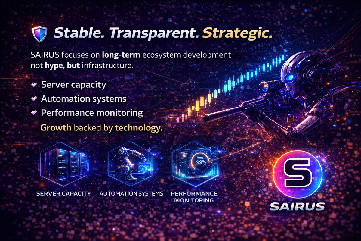 SairusLtd's tweet photo. 🛡 Stable. Transparent. Strategic.
SAIRUS focuses on long-term ecosystem development — not hype, but infrastructure.
We invest in:
• Server capacity
• Automation systems
• Performance monitoring
Growth backed by technology.
#SAIRUS #InfrastructureFirst #CryptoTechnology https://t.co/tjhT3oRpgg