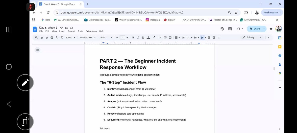 Day 54 of #100DaysOfCybersecurity

Today, I joined the Shecode Cybersecurity Academy and we learnt about threat intelligence and the steps involved during an incident. It was a very interactive class with my fellow scholars.