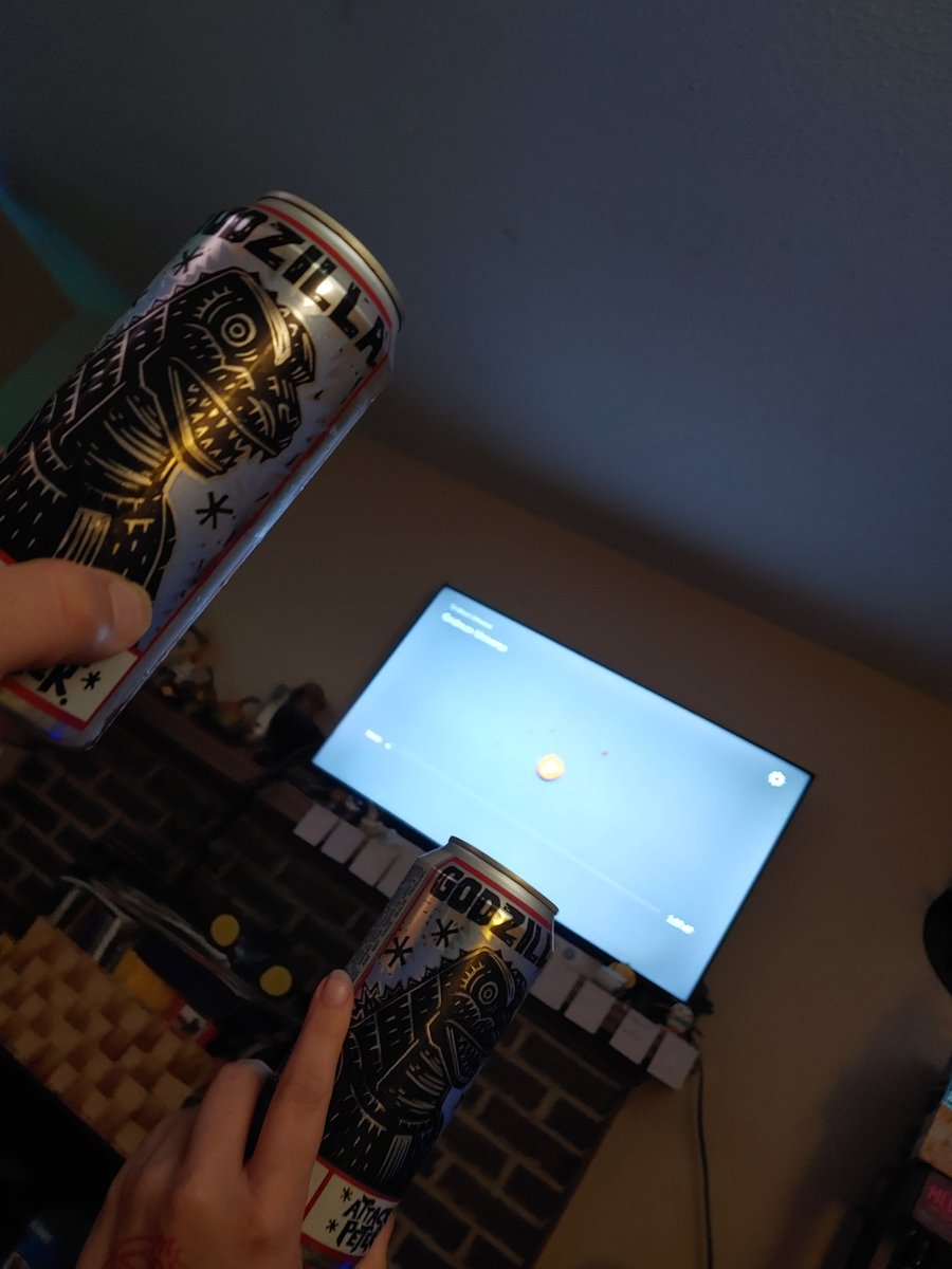 Oishima_Sayoshi's tweet photo. Finally having time to watch #GridmanUniverse for the first time! @Pikushi1013 and I are celebrating with #Godzilla edition #PBR! Cheers! Promises, Love, And... https://t.co/VqBH6faH2F