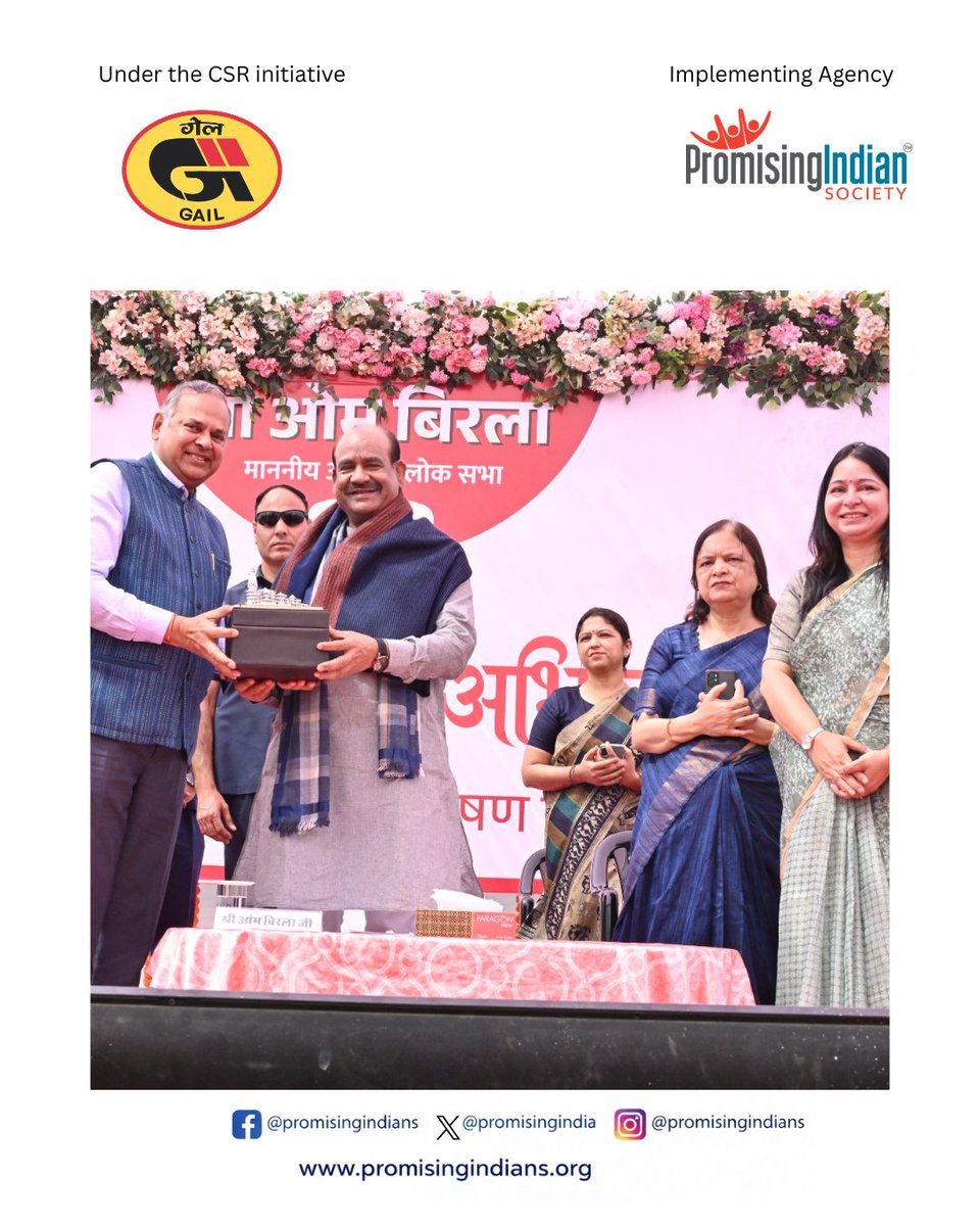 PromisingIndia's tweet photo. On 24th February at Kota, Rajasthan, in the gracious presence of Hon’ble Speaker Shri Om Birla Ji and Shri Sandeep Kumar Gupta Ji, Chairman &amp; Managing Director, GAIL (India) Limited, Promising Indian Society had the privilege of being associated with “सुपोषित माँ अभियान” https://t.co/vsY6xsghwZ