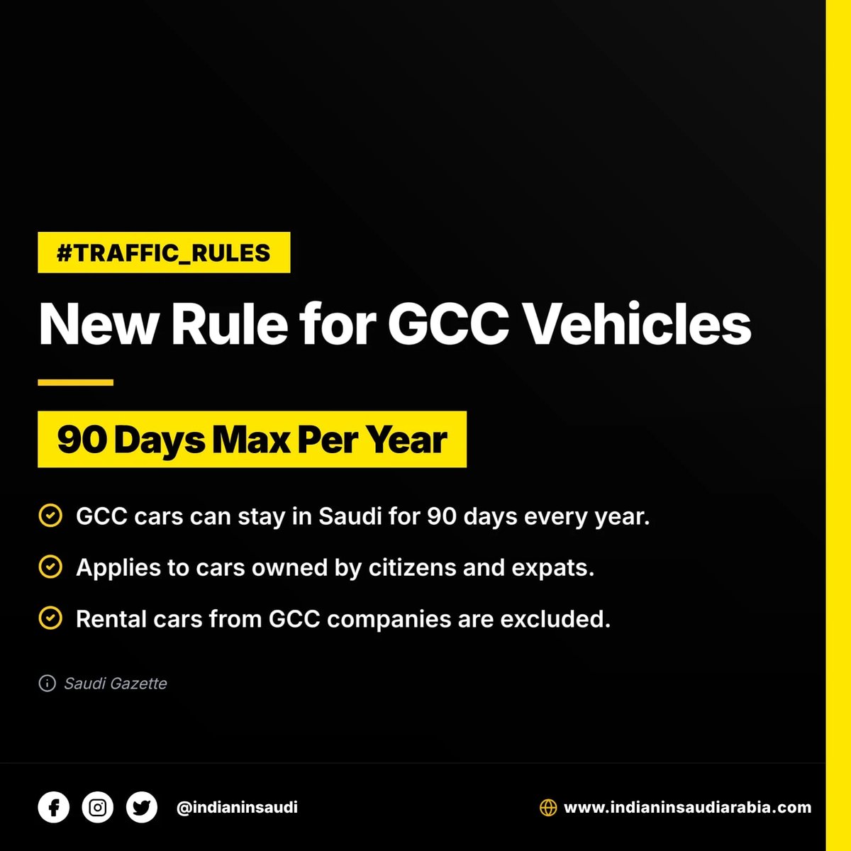 🚙 Driving a car with GCC number plates? Make sure you track your days to avoid traffic fines.

❗Share Maximum - Benefit others