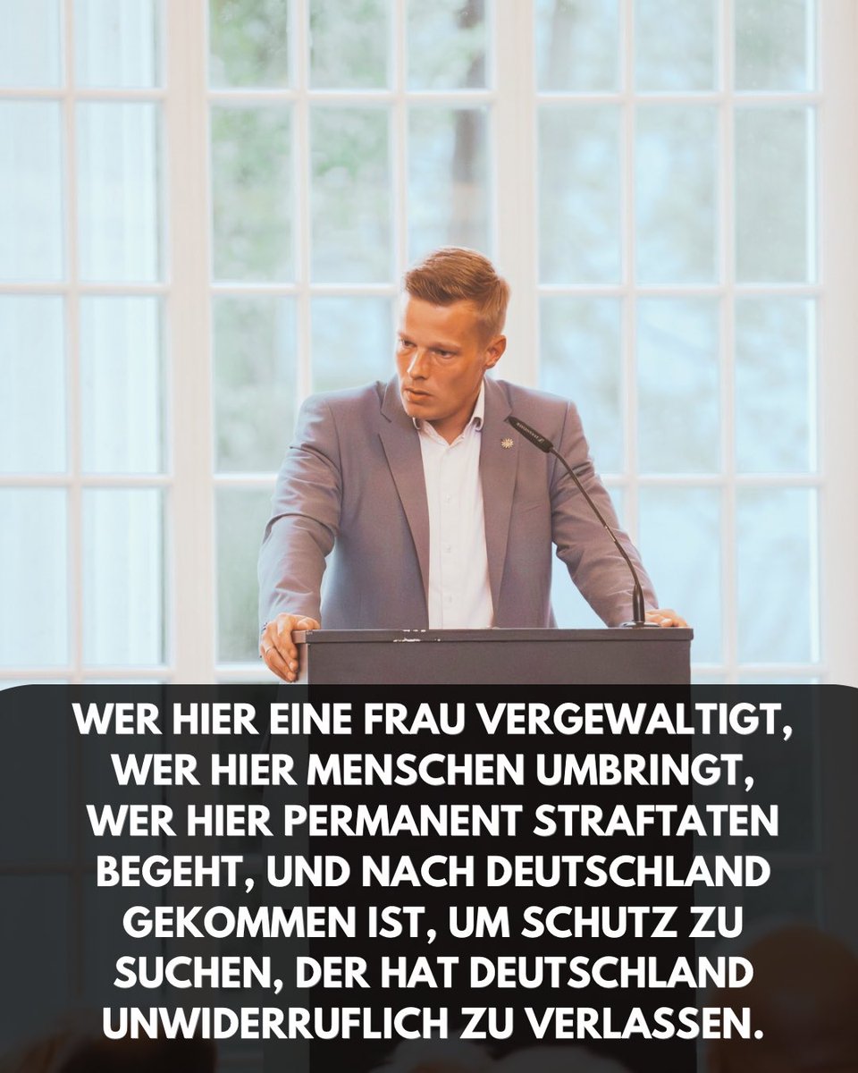 Es gibt sicherheitsspezifisch unglaublich viel zu tun, aber eine grundsätzliche Selbstverständlichkeit ist unverzichtbar und kompromisslos umzusetzen.
Wer hier eine Frau vergewaltigt, wer hier Menschen umbringt, wer hier permanent Straftaten begeht, und nach Deutschland gekommen