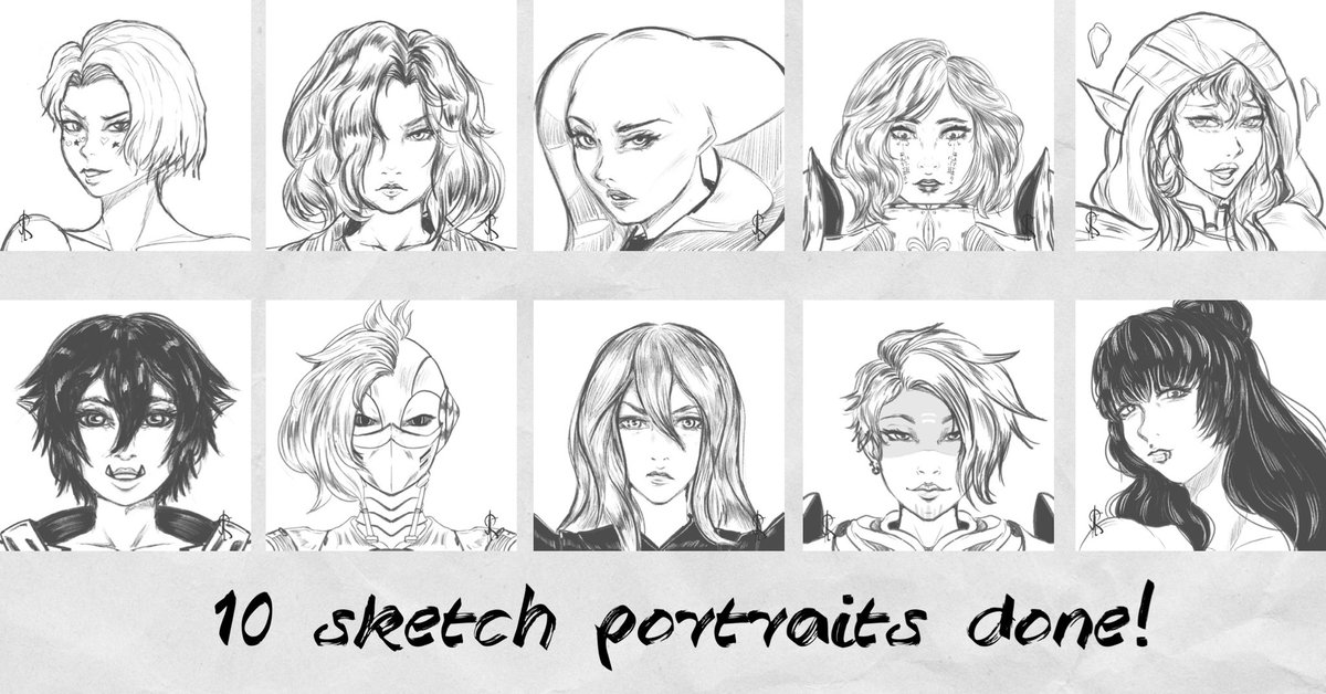 Thank you <a href="/JayBirdOfficia4/">JayBirdOfficial</a> for our great commission. 10 sketch portraits done! Will post individually with the process video. Looking forward for more comms with you!

For others, if you are interested kindly pm me your slot/s. I also have Bust-up offer see pin. TY.