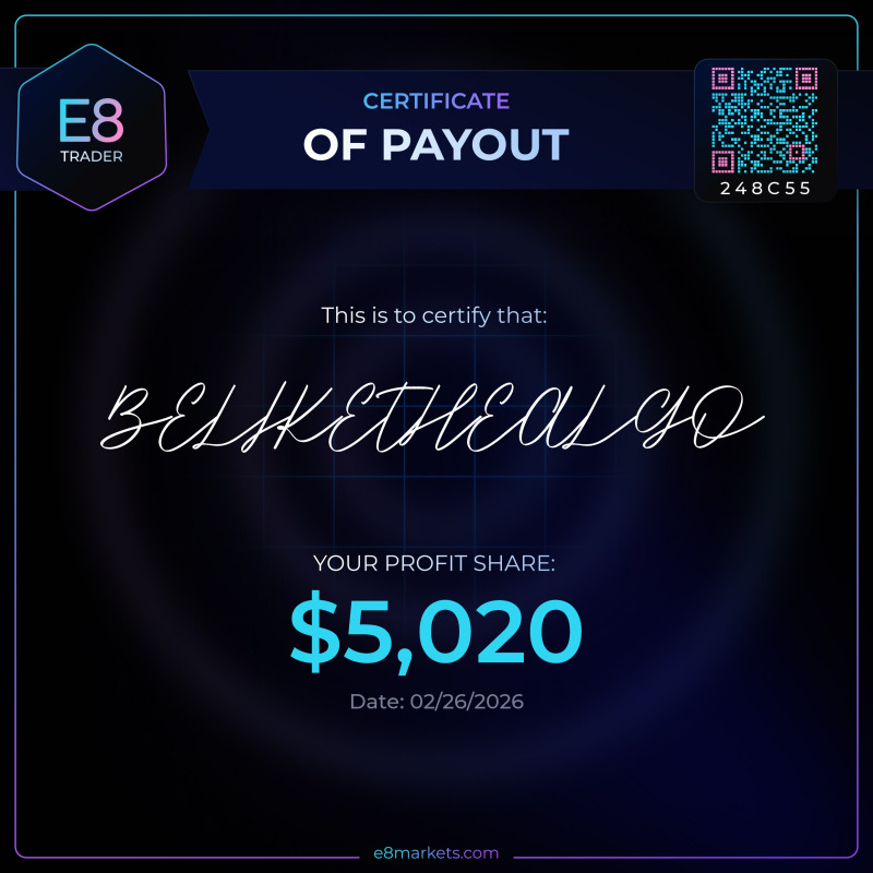 Congrats to BELIKETHEALGO from ES on a $5,020 payout (2/28/2026)! #E8Payouts