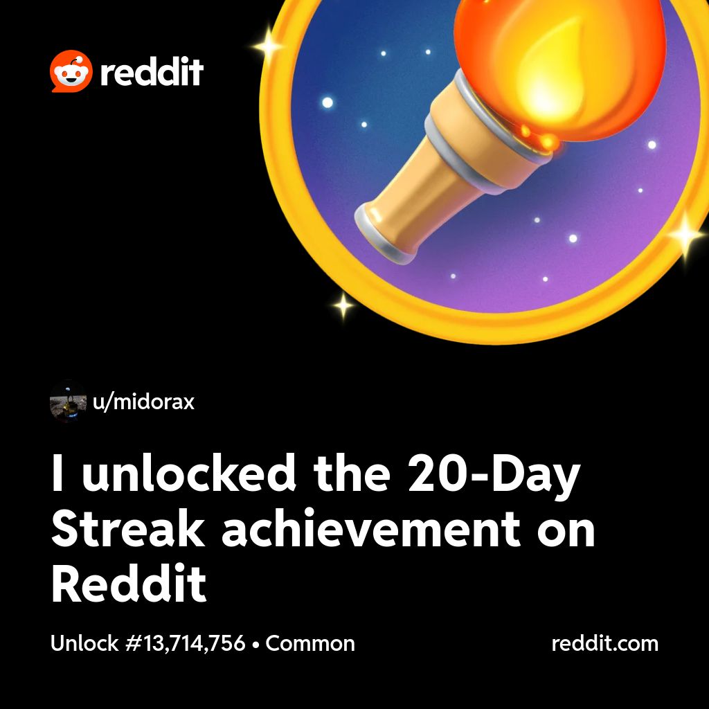 I unlocked the 20-Day Streak achievement on Reddit