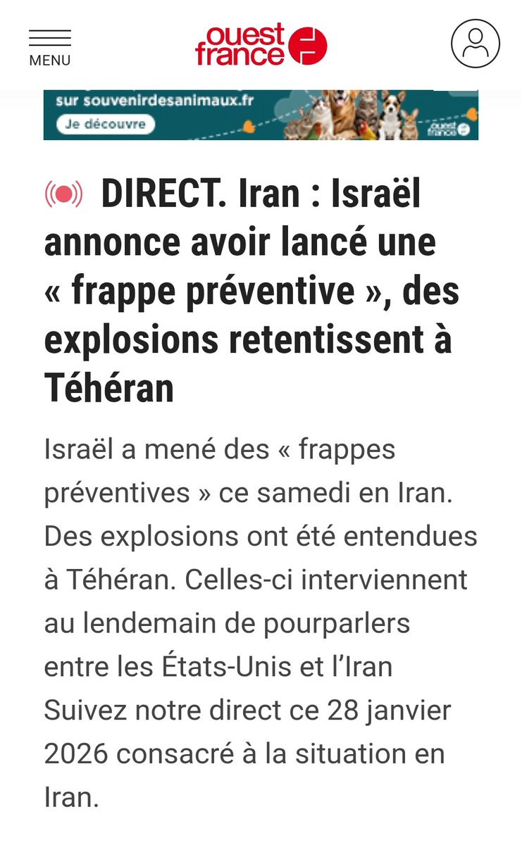 Cela commence. 
Frappes préventives, engrenage, déstabilisation du pays, mise en place de dirigeants potiches sans aucune légitimité. Puis le chaos total. Comme en Afghanistan, Irak, Libye. 
Malades mentaux corrompus aux manettes avec Trump et Netanyahu nous sommes au-delà du