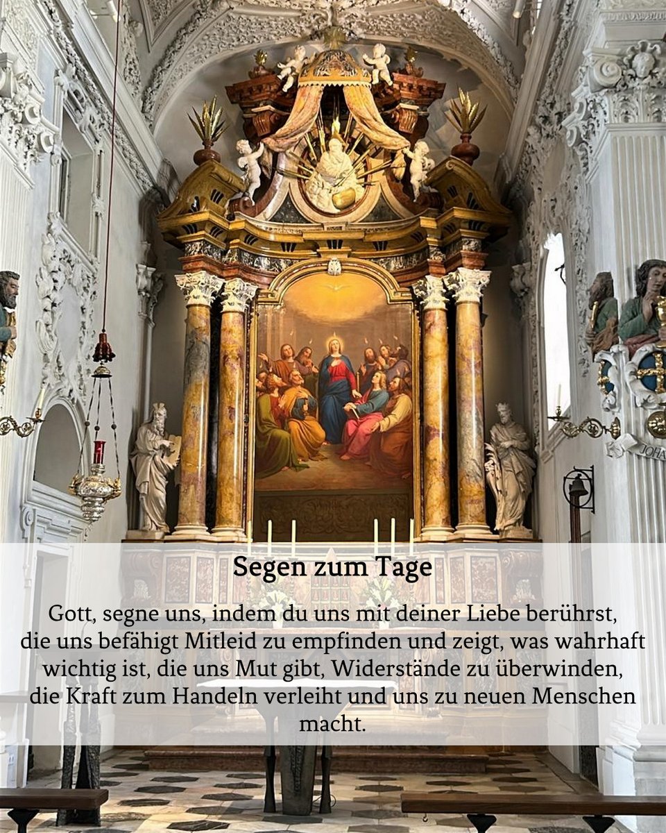 Segen zum Tage
Gott, segne uns,
indem du uns mit deiner Liebe berührst, die uns befähigt Mitleid zu empfinden und zeigt, was wahrhaft wichtig ist, die uns Mut gibt, Widerstände zu überwinden,
die Kraft zum Handeln verleiht und uns zu neuen Menschen macht.
Amen