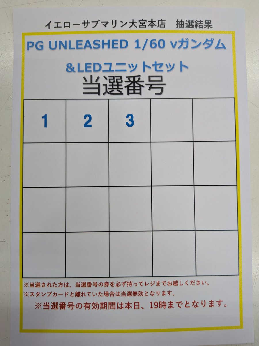 PG UNLEASHED νガンダム予約キャンセル分抽選の当選番号を発表させて