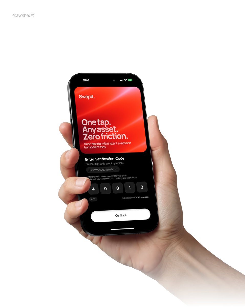 ayotheUX's tweet photo. OTP screen concept for a crypto swap app.
Focused on clarity, trust, and zero friction. https://t.co/cGba2fYB9Z