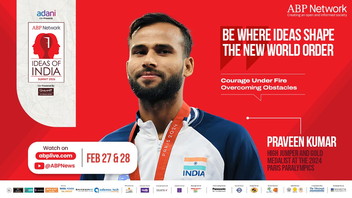 abplive's tweet image. ON STAGE NOW : The conversation continues with Praveen Kumar - only at the ABP Network Ideas of India Summit 2026.   

WATCH LIVE – bit.ly/WatchIdeasOfIn… 
READ LIVE – bit.ly/ReadIdeasOfInd…
 
#ABPIdeasOfIndia #ABPIOI26 #ABPNetwork